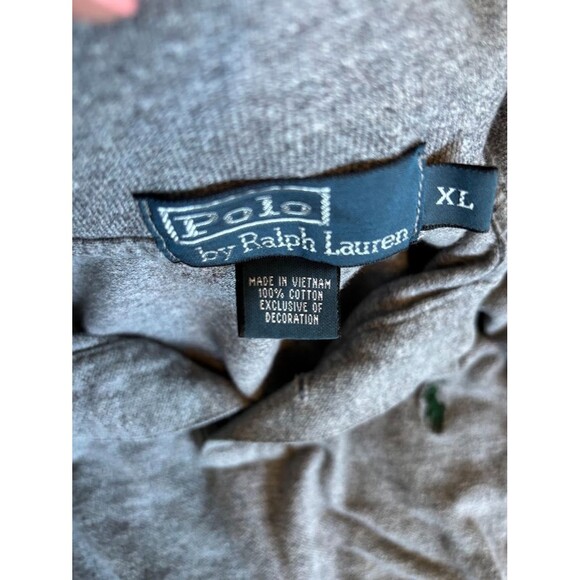 Polo Ralph Lauren VINTAGE 90s Men's Polo Shirt Long Sleeve Sz XL Gray - Picture 10 of 14